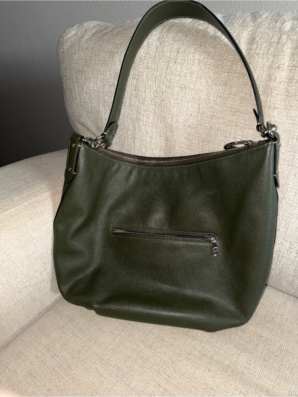 Coach Laurel Dark Olive Leather shoulder Bag with Silver Hardware - Picture 3 of 8